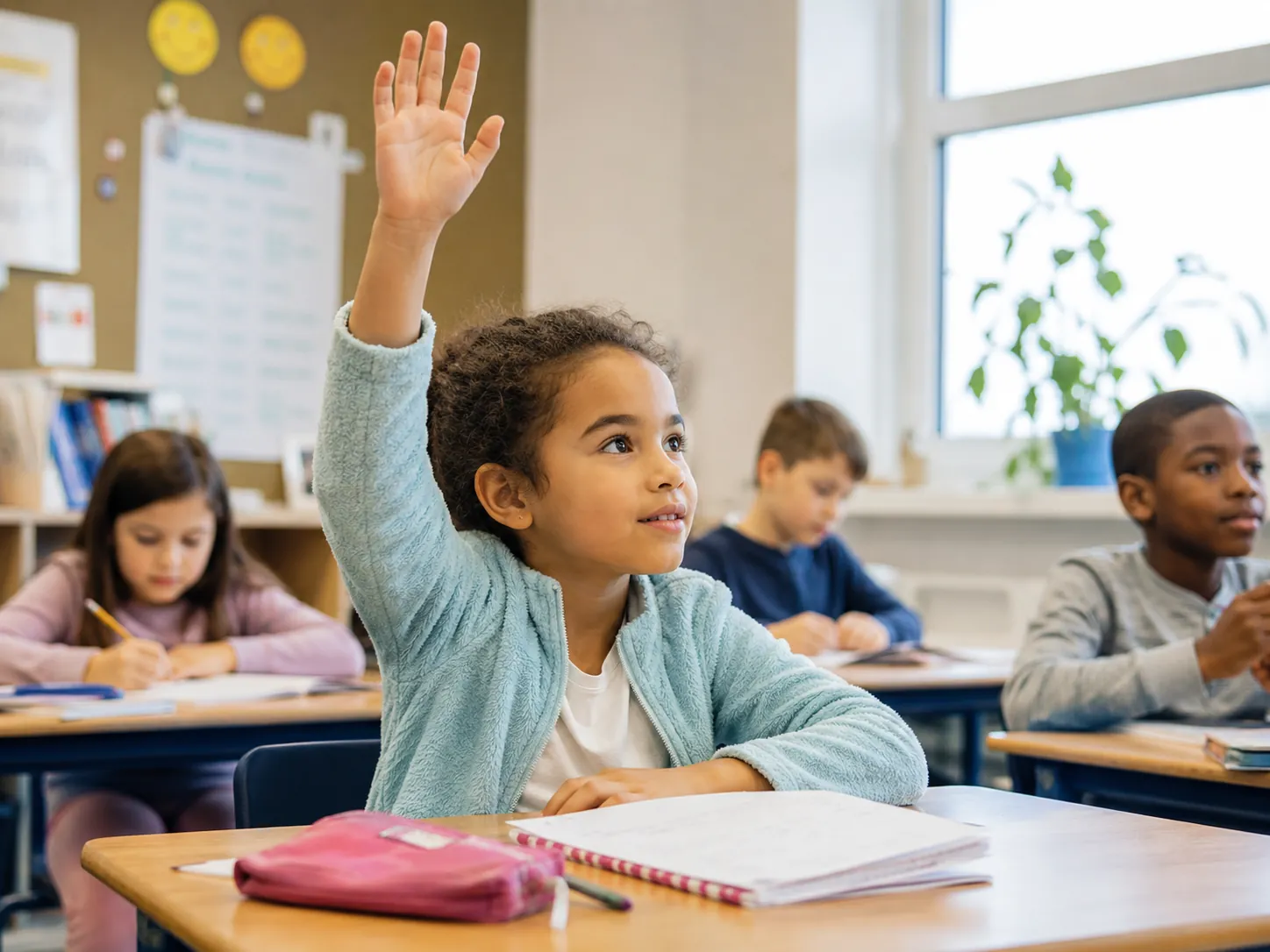 Child participating in classroom