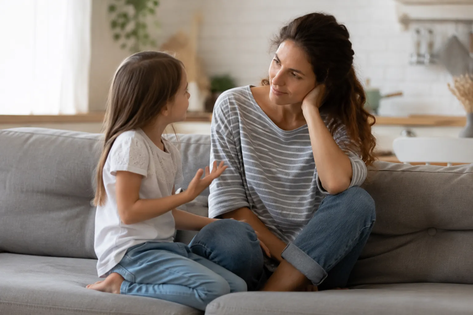 Parent listening carefully to child
