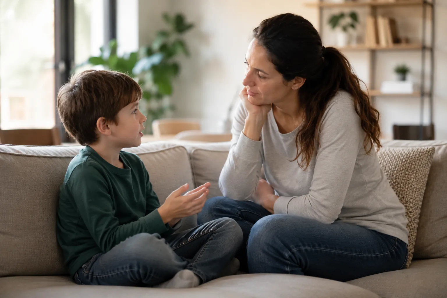 Parent and child talking